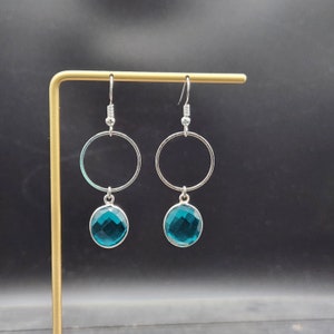 Blue Gemstone Earrings - Earrings with Neon Apatite, Blue Quartz Earrings, Blue Gemstone Jewelry, Teal Blue Earrings, Blue Jewelry