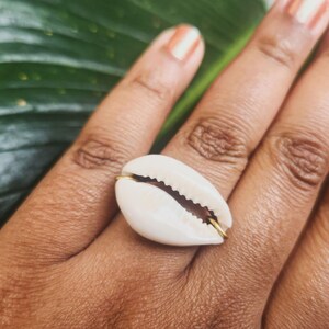 Cowrie Shell Ring - Seashell Jewelry, Cowrie Shell Jewelry, Seashell Ring, Statement Ring, Beachy Jewelry, Afrocentric Jewelry