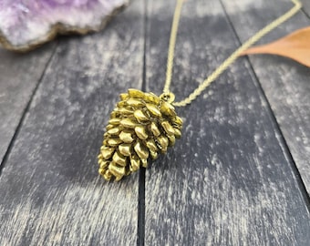 Gold pinecone necklace sale