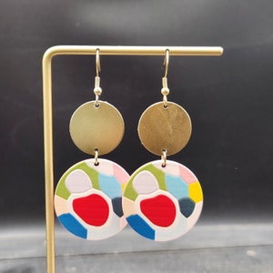 Colorful Acrylic Earrings - Hypoallergenic Mosaic Earrings, Funky Dangle Earrings, Unique Dangle Earrings, Quirky Earrings, Plastic Earrings