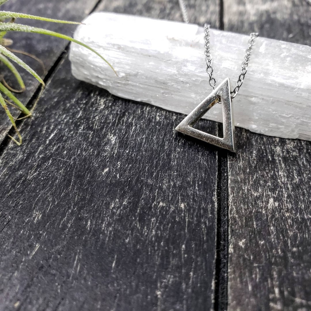 Silver Triangle Necklace • Geometric Pendant Necklace • Minimalist