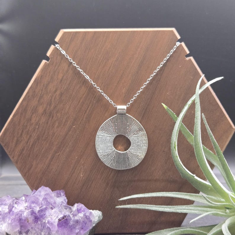 Reversible Silver Spiral Necklace • Double-Sided Circle Pendant • Modern Minimalist Jewelry • Everyday Geometric Necklace image 4