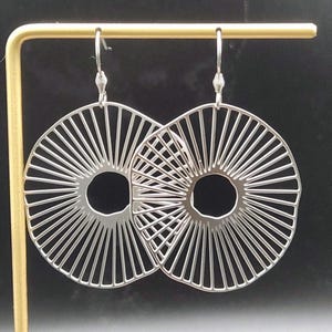 Abstract Silver Statement Earrings • Lightweight Stainless Steel Cutout Dangle Earrings