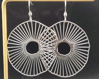 Abstract Silver Statement Earrings • Lightweight Stainless Steel Cutout Dangle Earrings