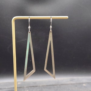 Silver Triangle Earrings - Hypoallergenic Silver Triangle Dangle Earrings, Silver Plated Earrings, Handmade Lightweight Geometric Earrings