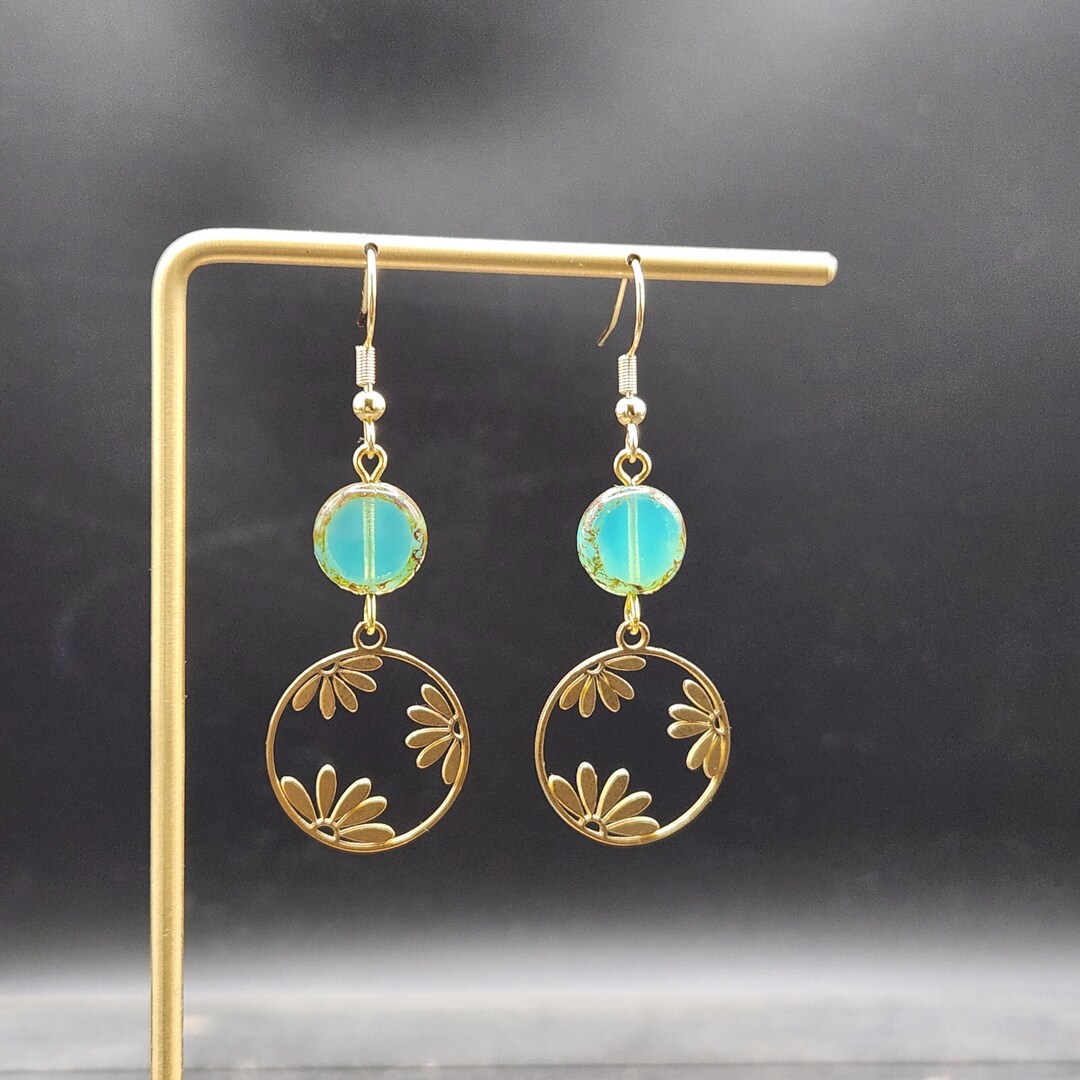 Confetti Blue Flower Earrings