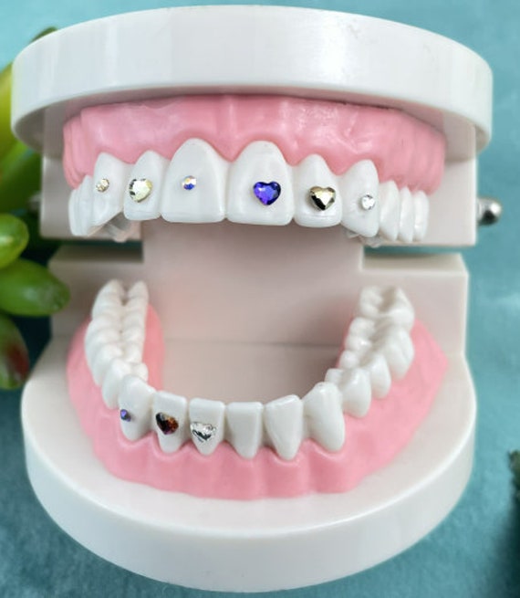 50 Piece Heart Teeth Gems, Preciosa® Lead Free Crystals, Tooth Gems, Multi  Colors 