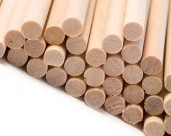 Lot de 100 baguettes en bois de bouleau longueur 28 cm diamètre 6 mm