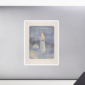 Junge Frau am Strand Edvard Munch Kunstwerk Blasenfreie Aufkleber