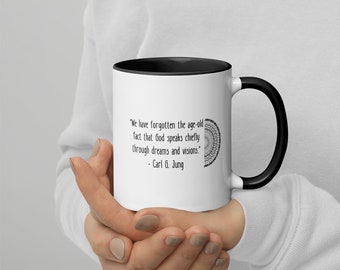 Carl Jung Dream Zitat Mandala Tasse mit Farbe im Inneren