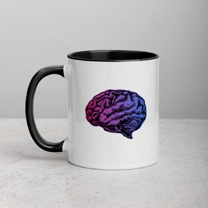 Gradient Watercolor Brain Neuroscience-Themed Mug with Color Inside