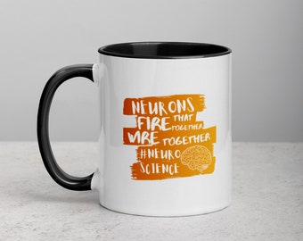 Neuronen, die zusammen abfeuern Wire Wire Together Neurowissenschaftliche biologische Becher mit Farbe nach innen