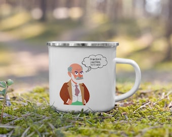 Freud Projection Enamel Mug – Funny Therapist Camp Mug, Psychology Gift, Mental Health Humor, Psych Student Mug