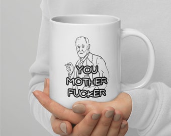 Sigmund Freud Pun White Glossy Mug | Funny Psychology Gift