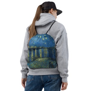 Starry Night Over The Rhone (1888) Vincent van Gogh Artwork Drawstring bag