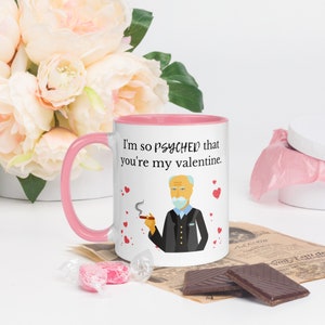 Psyched That You&#39;re My Valentine 内側に色が付いたフロイトのマグカップ