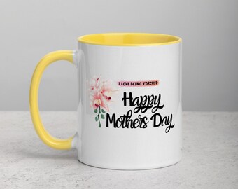 Muttertagsgeschenk Ich liebe es, Y&#39;Orchid (Ihr Kind) zu sein Tasse mit Farbe im Inneren