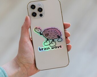 Brain Wave Funny Neuroscience Gift Holographic stickers
