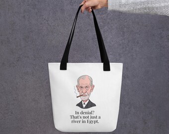 Sigmund Freud "In Denial? River in Egypt" Psychology Gift Tote bag
