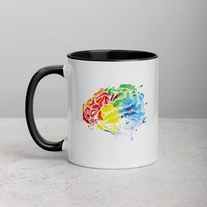 Brain Water Color Psychology Neuroscience Mug with Color Inside