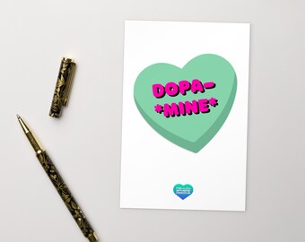DopaMINE Neuroscience Love Candy Heart Valentine's Day Postcard