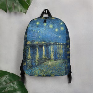 Starry Night Over The Rhone (1888) Vincent van Gogh Artwork Minimalist Backpack