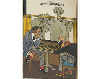 The Chess Players (1911) Moriz Jung Artwork Bubble-free stickers