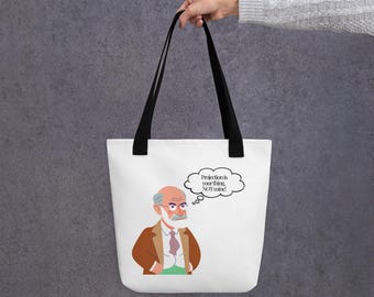 Freud Projection Tote Bag – Funny Psychology Gift, Therapist Tote, Mental Health Humor Bag, Psych Student Gift