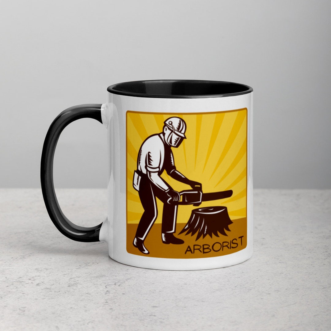 Arborist Chainsaw Tree Stump Mug With Color Inside Etsy