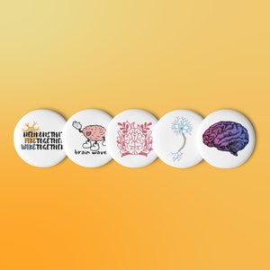 Neuroscience Pin Button Set – 5-Piece Brain Science Pins for Students, Researchers, Professors & Unique Science Gifts