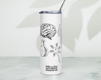 Neuroscience Themed Brain, Tube, Neuron, DNA Stainless steel tumbler