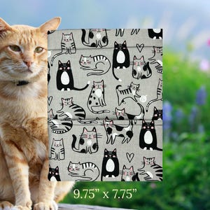 Protège-livre chaton - Protège-livre chaton - Cartable en tissu chaton - Beau livre chat espiègle - Pochette pour tablette pour animal de compagnie - Protège-livre rembourré chat