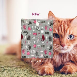 Housse de livre pour amoureux des chats - Pochette pour tablette chaton - Sac livre en tissu pour animal de compagnie - Beau livre Kitty ludique - Tablette rembourrée chat - Pochette livre chaton