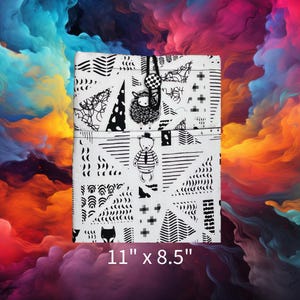 Swirly Friends BookSleeve -Doodle Maps BookSleeve -Humorous  Book Protector -Spark Creativity Padded Tablet Purse  -Creative Paths Tech Case