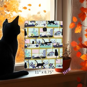 Protège-livre pour amoureux des chats - Cartable en tissu pour chat - Beau livre pour amoureux des chats - Tablette rembourrée chats espiègles - Pochette livre pour animal de compagnie - Protège-livre chat