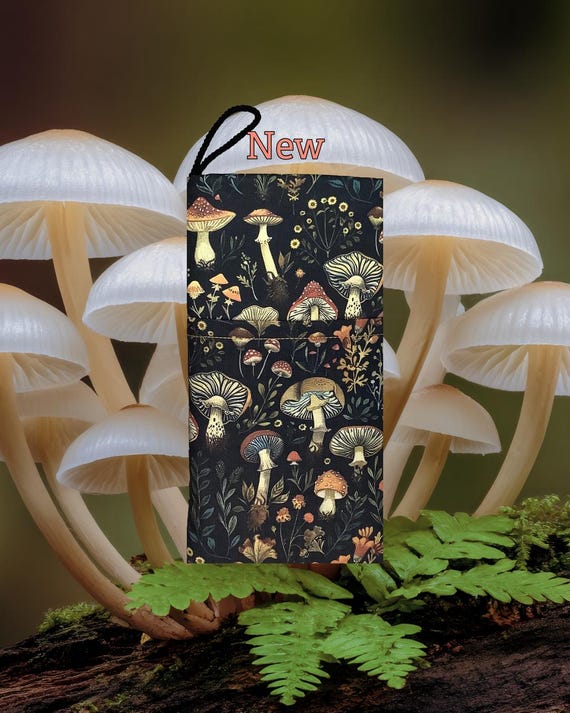 Mushroom Floral Phone Eyewear Case: Padded Phone Pouch