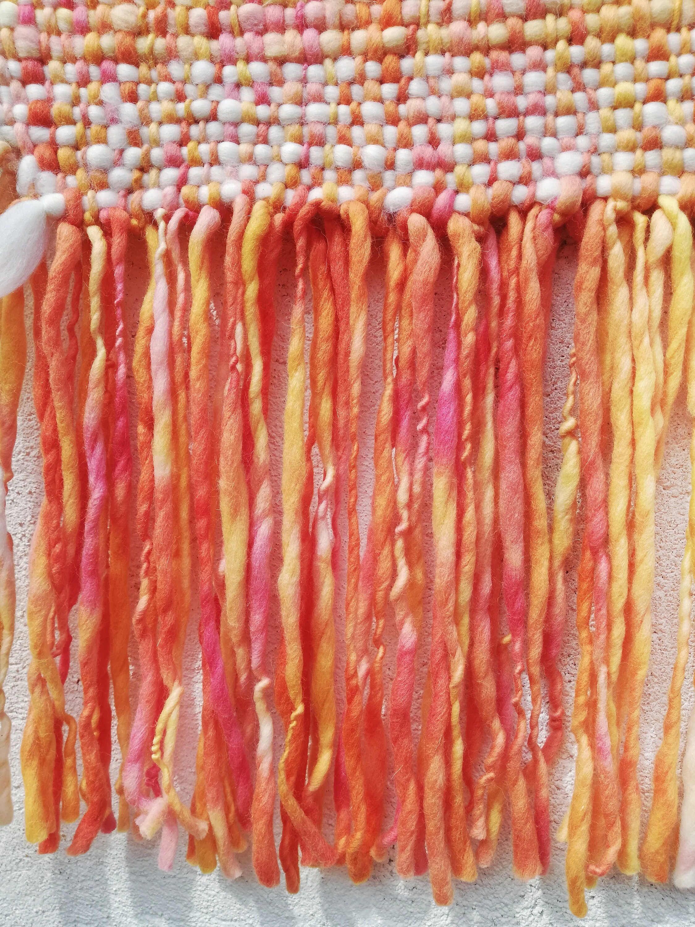 Orange Modern Woven Wall Hanging Pastel Large Wool Decor Art Etsy