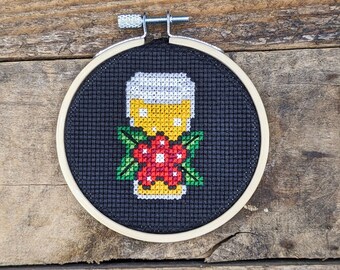 Beer Flower Cross Stitch Pattern - PDF DOWNLOAD