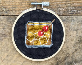 Cocktail Series Manhattan Cross Stitch Pattern - PDF DOWNLOAD