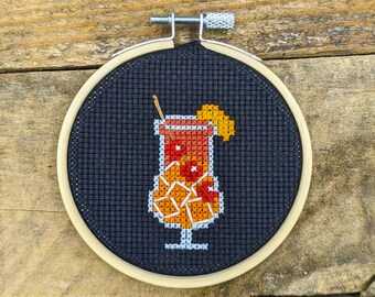 Cocktail Series Hurricane Cross Stitch Pattern - PDF DOWNLOAD