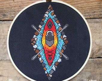 Sunrise Kayak Outdoorsy Cross Stitch Pattern - PDF DOWNLOAD