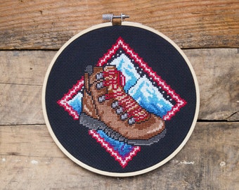 Trail Sole Camping Cross Stitch Pattern - PDF DOWNLOAD