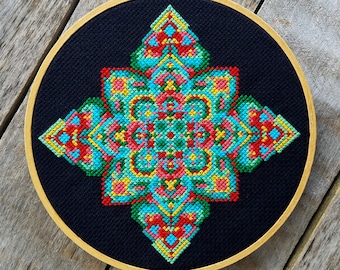 Diamond Mandala Cross Stitch Pattern - Instant PDF DOWNLOAD