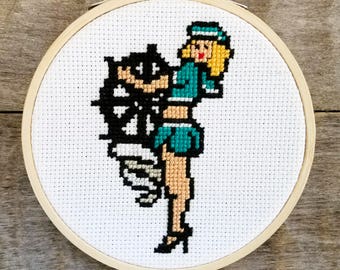 Sjöman Pinup Girl Korsstygnsmönster - PDF-NEDLADDNING
