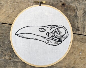 Crow Skull Hand Embroidery Pattern - Instant PDF DOWNLOAD