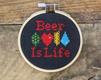 Beer is Life Cross Stitch Pattern - PDF DOWNLOAD