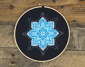 Snowflake Mandala Cross Stitch Pattern - Instant PDF DOWNLOAD