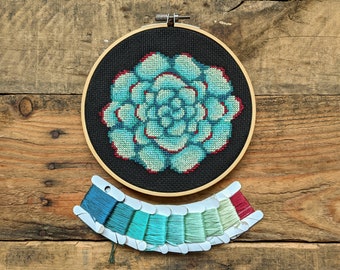 Spring Succulent Cross Stitch Pattern - Instant PDF DOWNLOAD