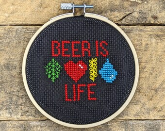 Beer is Life Cross Stitch Pattern - PDF DOWNLOAD