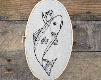 Trophy Trout Hand Embroidery Pattern - Instant PDF DOWNLOAD
